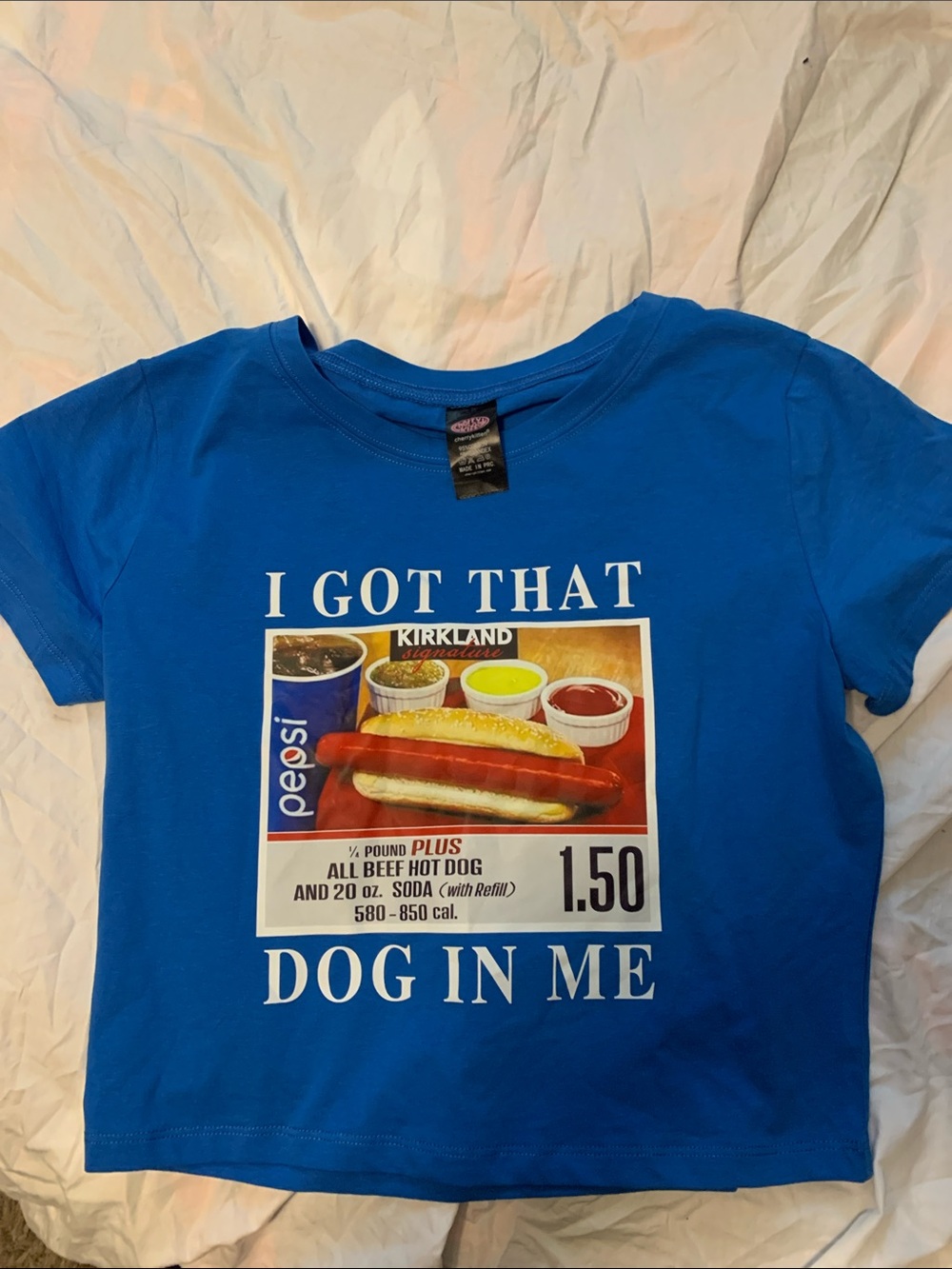 Kirkland Signature Women’s Blue Graphic Tee - 'I Got That Dog In Me'
